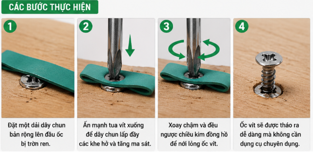 Cách xử lý vít trờn ren rất đơn giản, đừng vội mua bộ tháo vít chuyên dụng